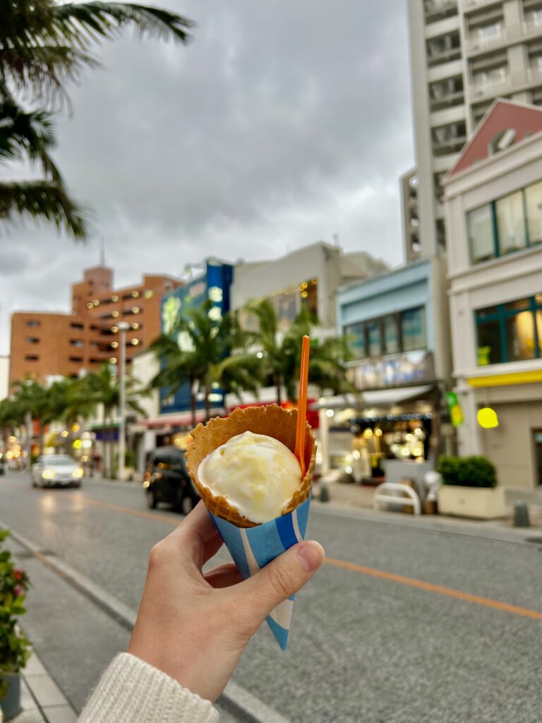 ice cream in naha, kokusai dori, okinawa